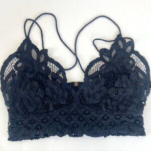 Free People Black Lace Camisole Bralette Sz M